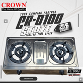Crown CR-D100 Gas Stove – 2 Burner Portable Gas Cooktop with Durable Design & Brand Warranty ✅